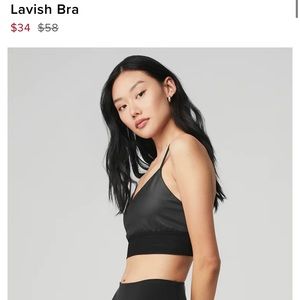 NWT ALO Lavish Bra glossy black